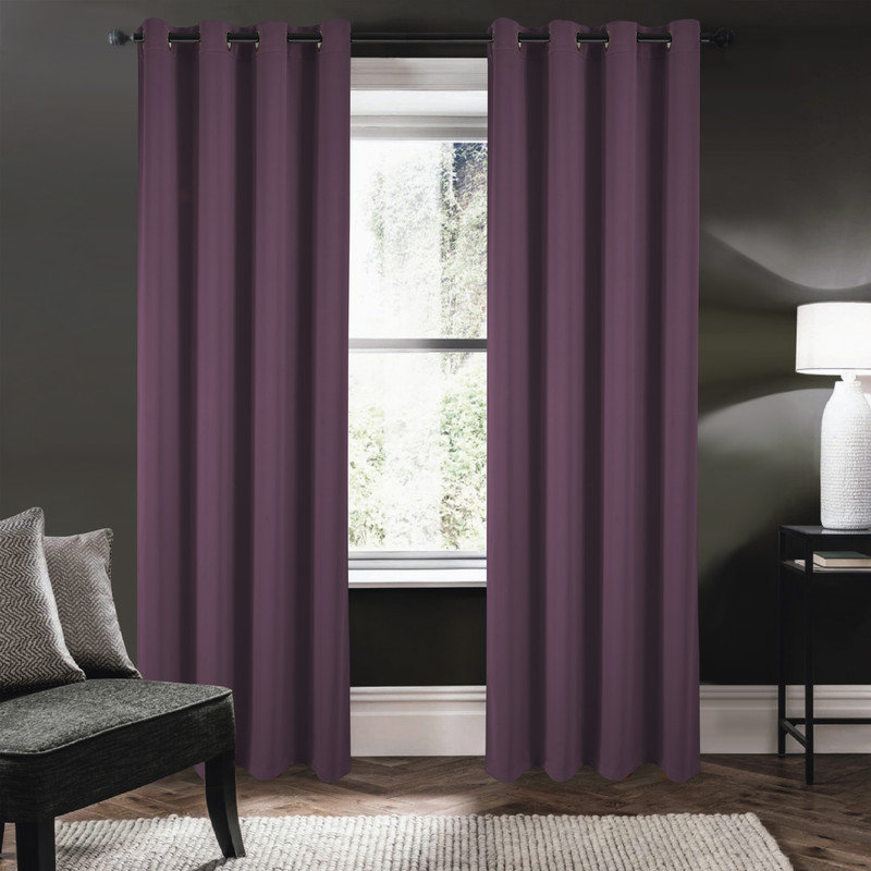 Fitnat 100% Blackout Window Curtain Panel, Purple, 52" W x 84" L