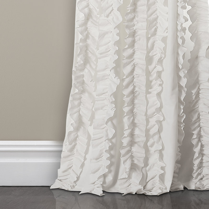 Paire de rideaux semi-transparents Sophia Ruffle, Blanc