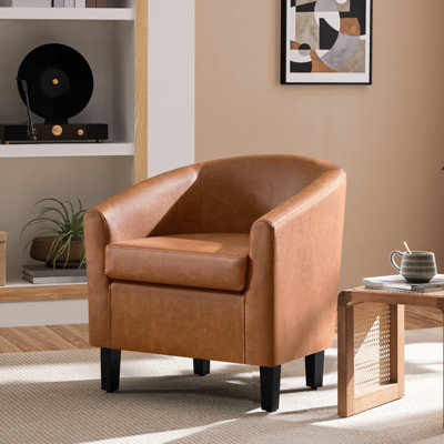 Fauteuil demi-tonneau en cuir 28 po Seldon