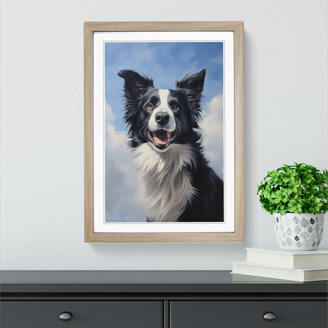 Border Collie Contemporary Art - Framed Print