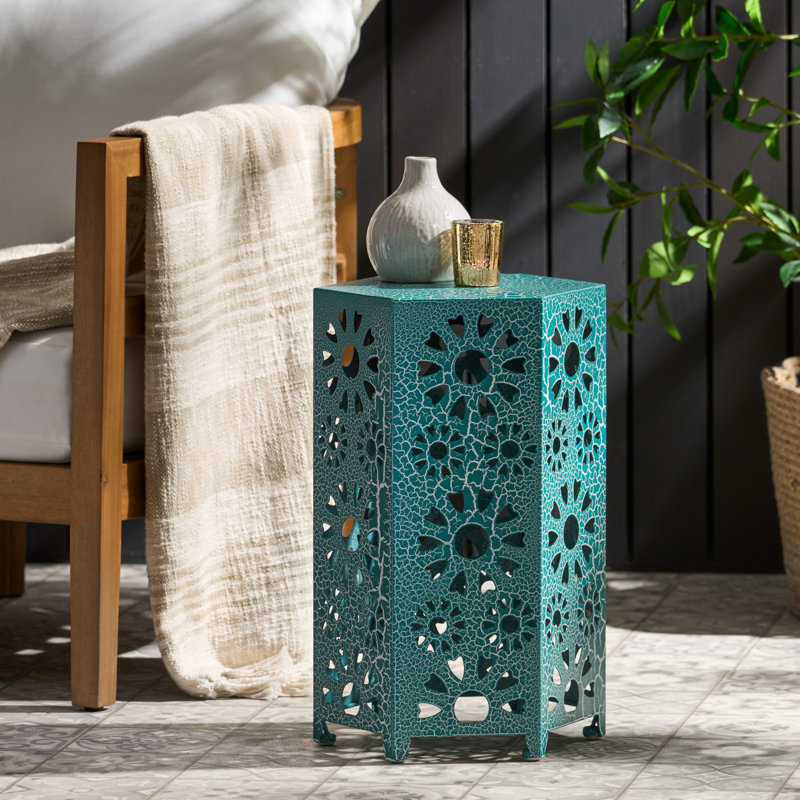 Table d'appoint 12 po ELiana, H 18,5 po x l 12 po x P 12 po, Bleu sarcelle