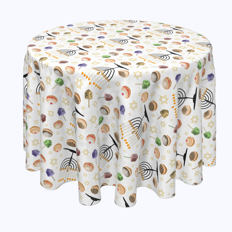 Bodenheim Geometric Round Hanukkah Tablecloth, 102" L x 102" W