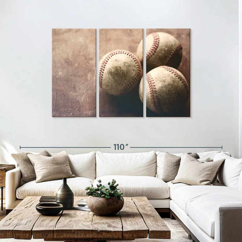 Trio de baseball Sireci, H 48 po x l 74 po