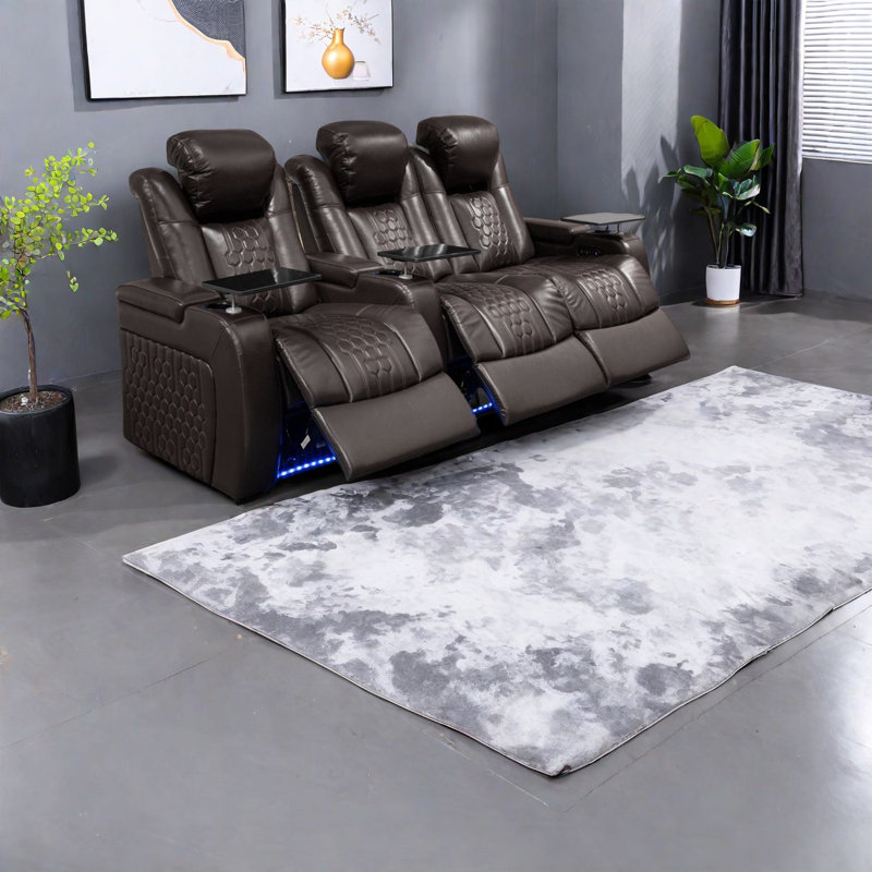 Fauteuils inclinables électriques réglables, cuir véritable, rehaussé de DEL, cinéma maison