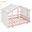 Twin Size Platform Bed with Sheer Fabric Canopy and String Lights, White-1331010636-1331010637