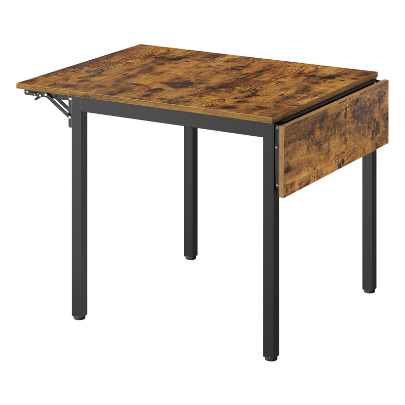 Brimmer Metal Base Dining Table, Rustic Brown, Black