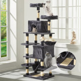 Cat Tree 74 Inch Multi-level Large Cat Tower With 16 Sisal Scratching Posts,2 Caves,2 Perches,hammock,scratching Board,basket,cozy Plush Cat Perches For Indoor Large Cats