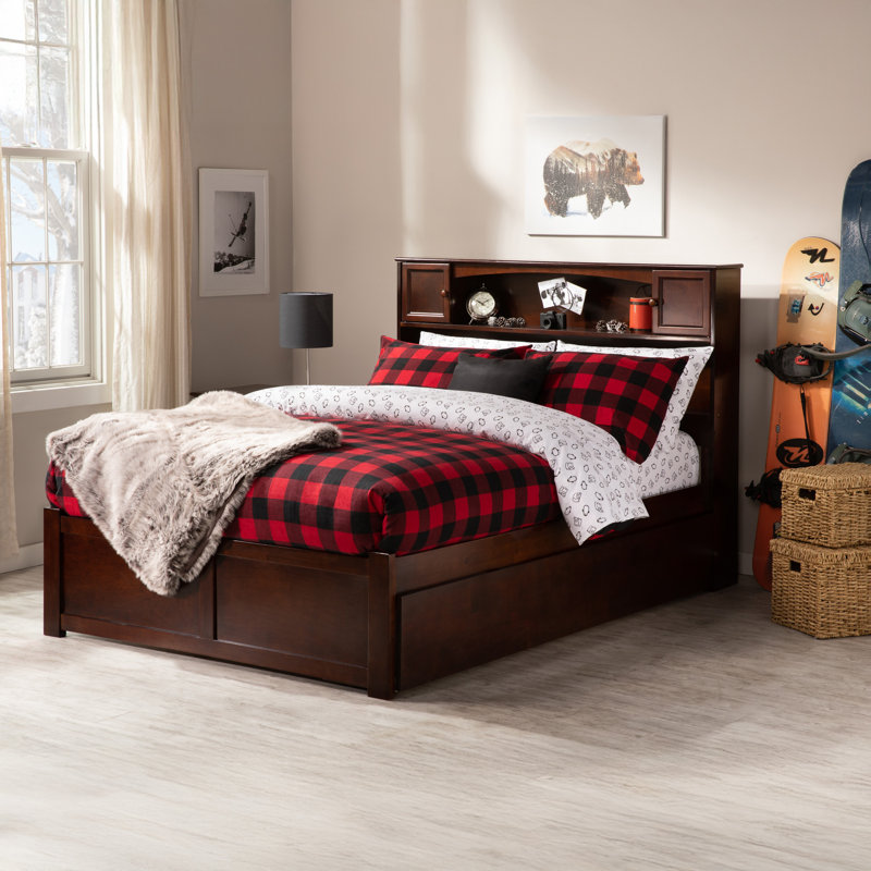 Bouldin Solid Wood Platform Bed with Panel Footboard & Trundle, Walnut