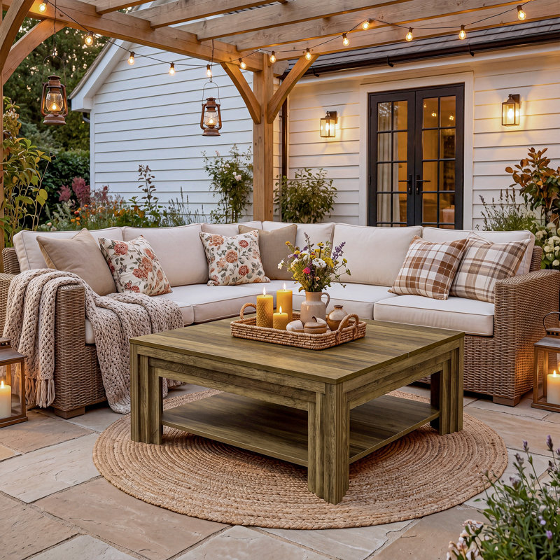 Square Coffee Table with Open Storage