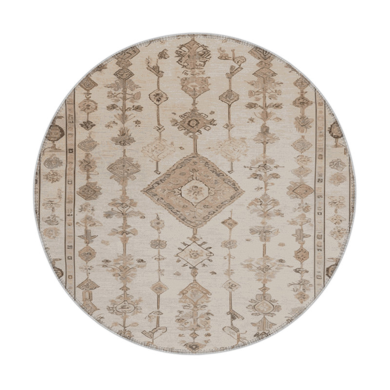 Turkish Beige Indoor and Outdoor Area Rug, Rectangle 5' x 7'