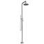 Douche d'extérieur autoportante en acier inoxydable H 87 po avec pomme de douche à effet de pluie et douche à main avec contrôle de la température H 87 po-126724169