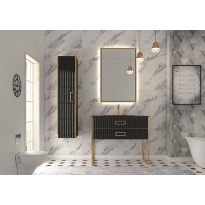 Meuble-lavabo de 48 pouces avec comptoir en verre et évier blanc / chrome Monaco