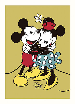 'Mickey and Minnie Mouse, True Love' Graphic Art Print, 80cm H x 60cm W, No Mount, Paper
