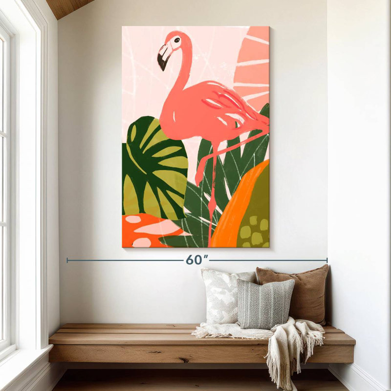 Brampt Jungle Flamingo I, 51" H x 34" W