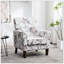 Chaise avec accoudoirs en mélange de polyester à motifs, structure en bois de bouleau massif avec pieds fuselés bruns, chaise d'appoint rembourrée de mousse avec garniture pour le bureau du salon