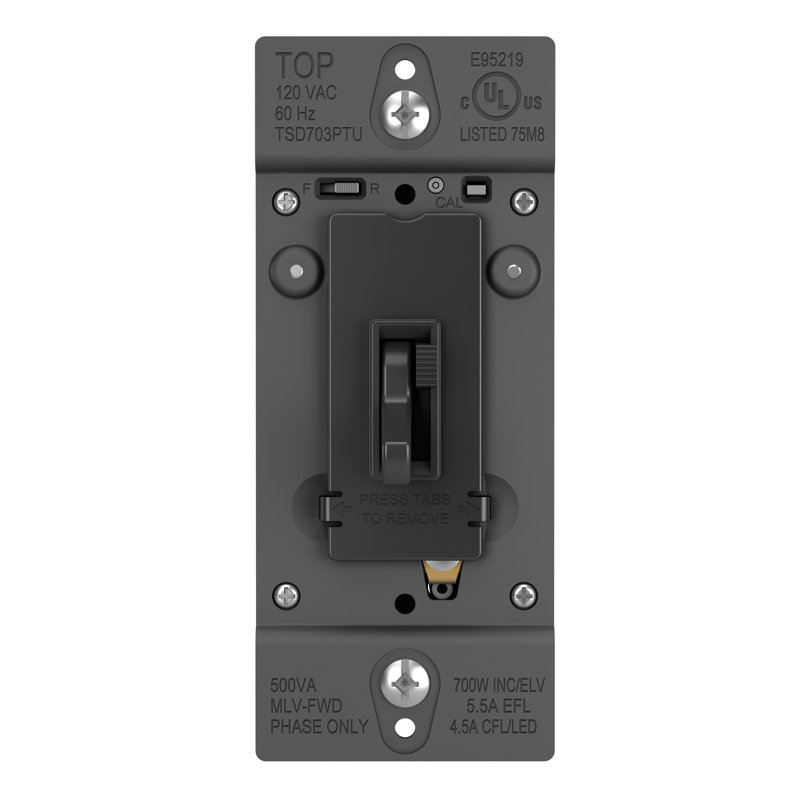 Trademaster 700W Tru Universal Toggle Slide Single Pole/3-Way Dimmer, Black
