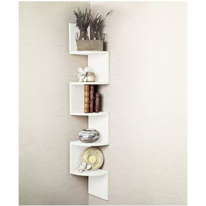Ciero 5 Piece Corner Floating Shelf, White