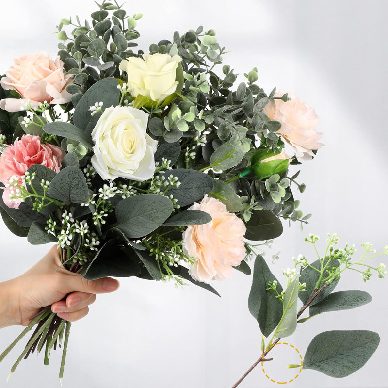 60 Pcs Bulk Mixed Eucalyptus Stems With White Seeds