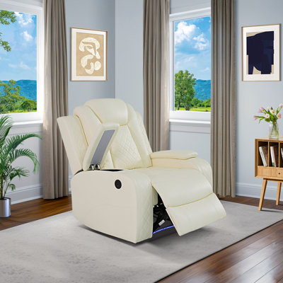 Samaria 37.5" Faux Leather Recliner Chair with Storage Arm by Hokku Designs