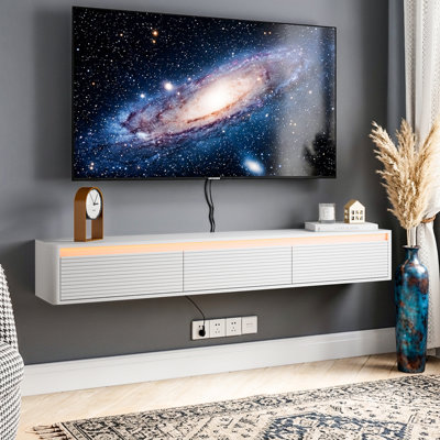 Fluted Floating TV Stand Up to 75" TV Wall Mounted Media Console