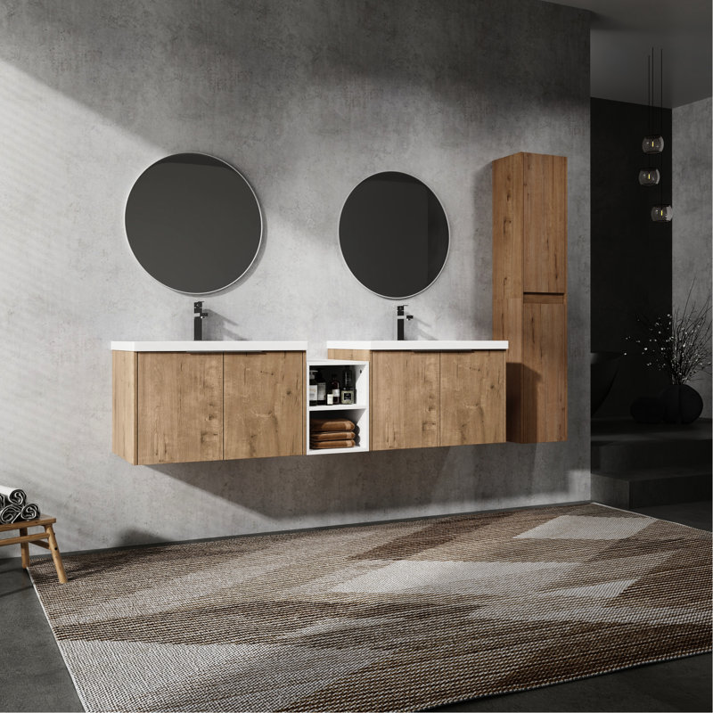 Meuble-lavabo moderne avec armoire latérale et charnières