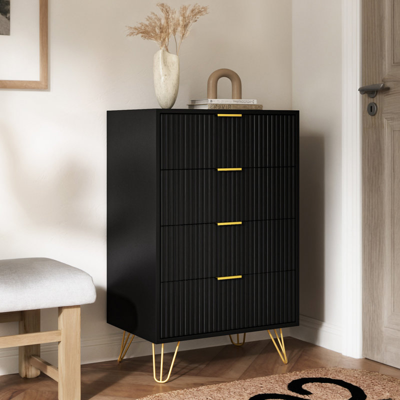 Commode 4 tiroirs Veledin, Noir