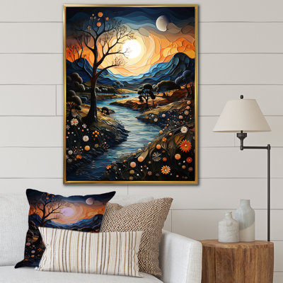 Coucher de soleil fantaisiste sur une impression sur toile