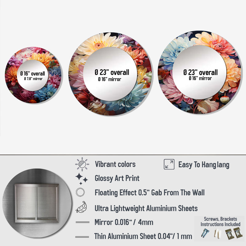 Miroir mural rond en aluminium Lonston