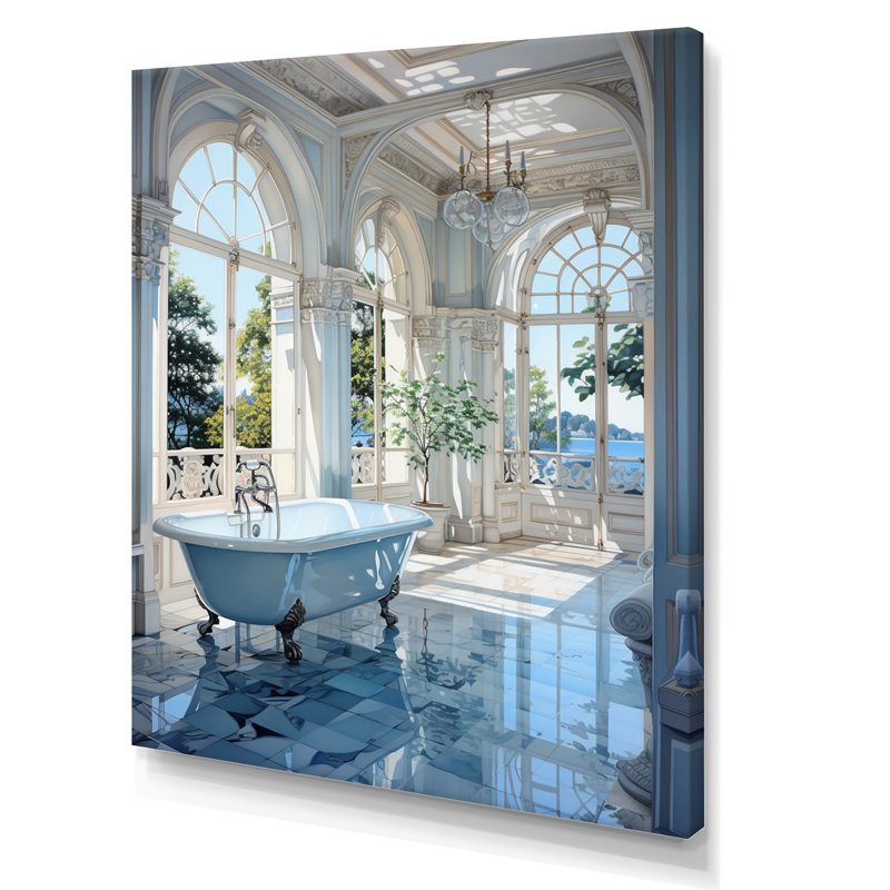 Bathroom Tranquil Reflections II - Impressions encadrées pour salle de bain, H 32 po x l 16 po x P 1 po, Toile tendue