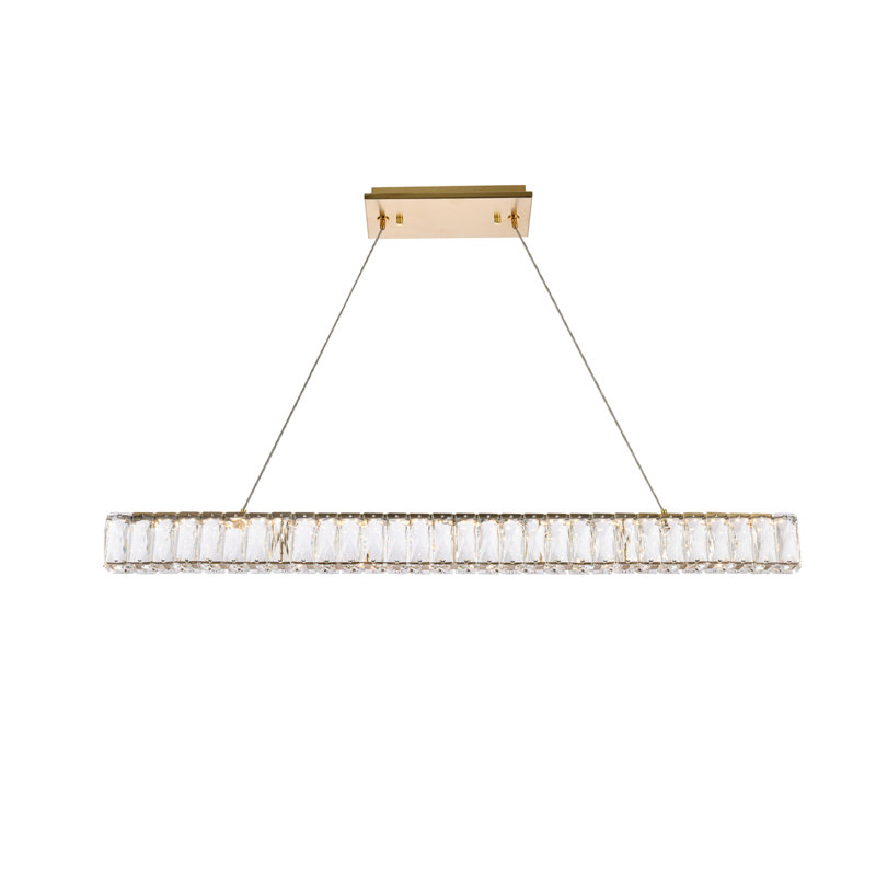 - Light Gold LED Kitchen Island Pendant, 3" H x 38" W x 2" D