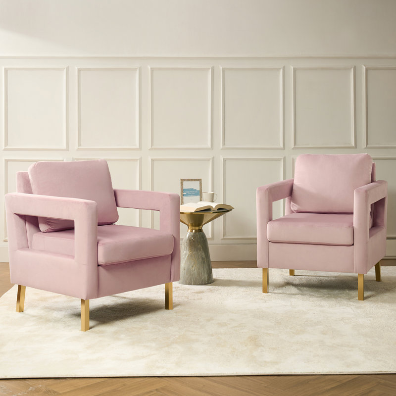 Clayne Velvet Armchair, Pink Velvet