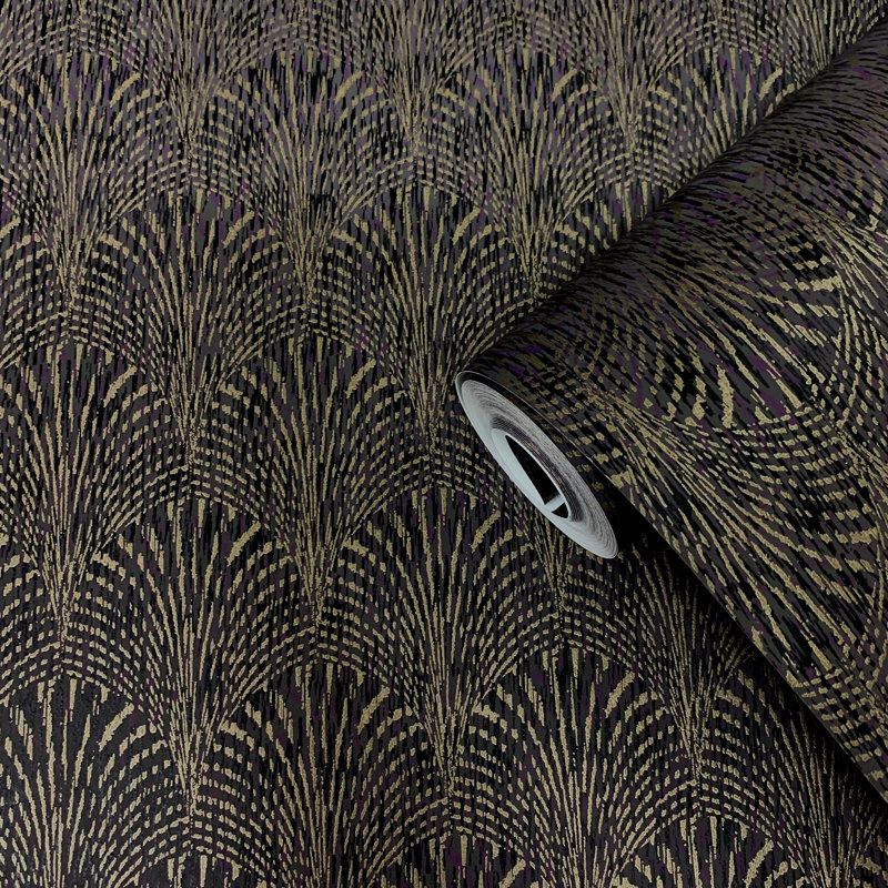Boutique Geometric Fan Wallpaper Roll, Purple