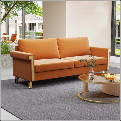 2.5 Seat Velvet Sofa Upholstery with Ideal Mid-Century Modern Living Room Furniture COUCH