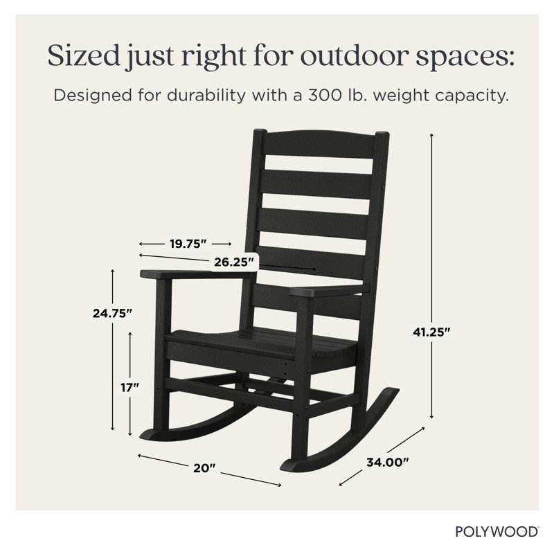 POLYWOOD x Sol 72 Jamarion Porch Rocking Chair, Black