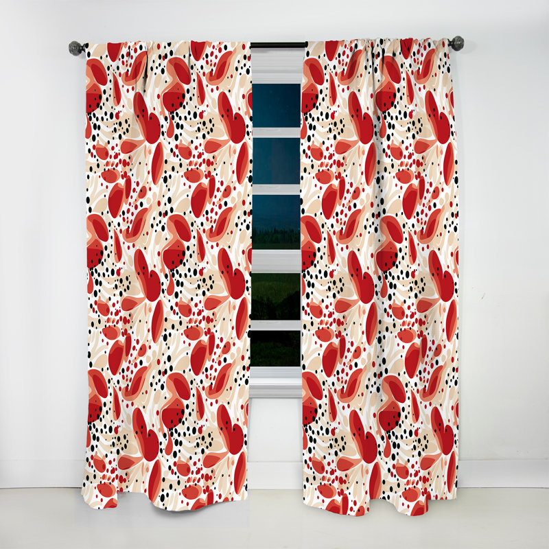 Motif à pois rouges et blancs II - rideau abstrait - rideau obscurcissant - 1 panneau, L 52 po x L 90 po