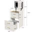 Coiffeuse 3 en 1 avec grand rangement - Coiffeuse blanche pour chambre, plateau en verre apparent, tiroirs et rangements