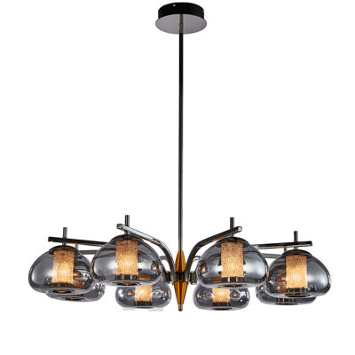 Ember 8-Light Smoked Glass LED Chandelier - Black