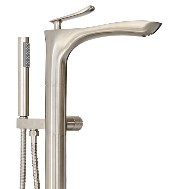 SevenFalls Floor Tub Spout with Diverter, Brushed Nickel