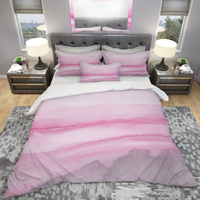 Ensemble de housse de couette aquarelle abstraite peint à la main, Housse simple + 1 taie décorative