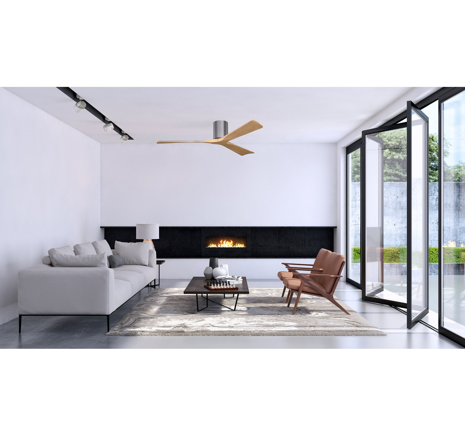 Olivier 3 Blade Ceiling Fan, Brushed Pewter, Light Maple Tone, 60"