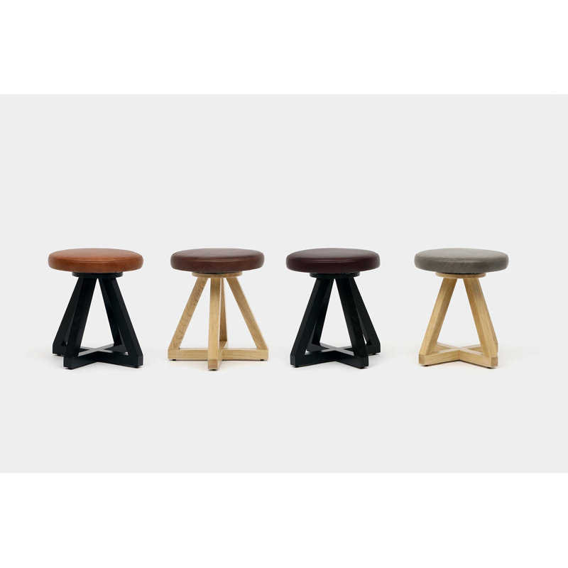 X Solid Wood Accent Stool, Tobacco, Black Oak