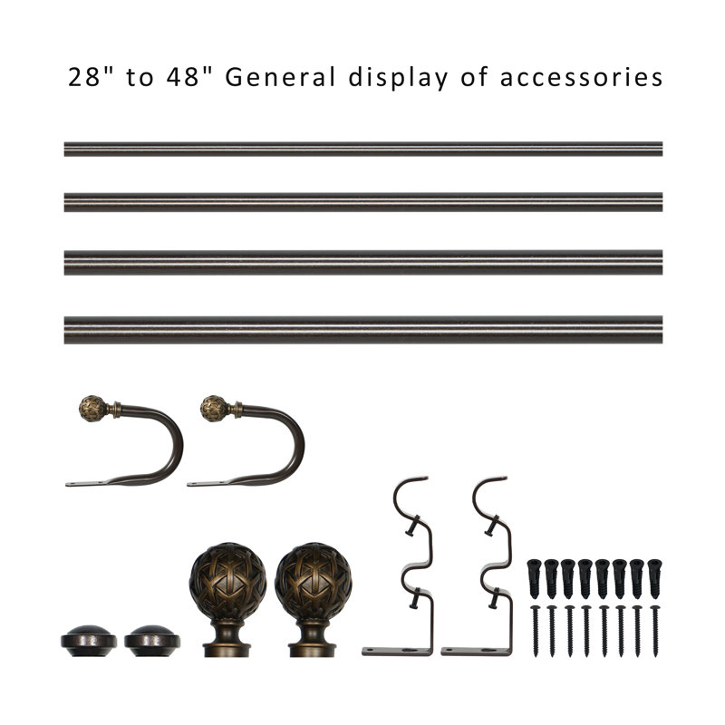 Devingo Adjustable Overall Width x 1'' Diameter Double Curtain Rod