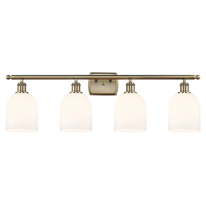 Anacaren 4 - Light Dimmable Vanity Light, Gloss White, Antique Brass