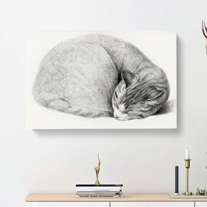 Slumbering Cat by Jean Bernard - Wrapped Canvas, 35cm H x 50cm W x 3cm D