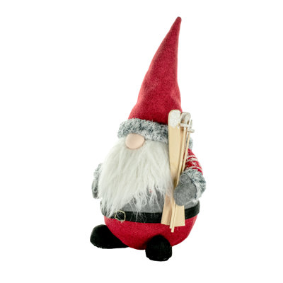Plumes épaisses père noël avec figurine skiis