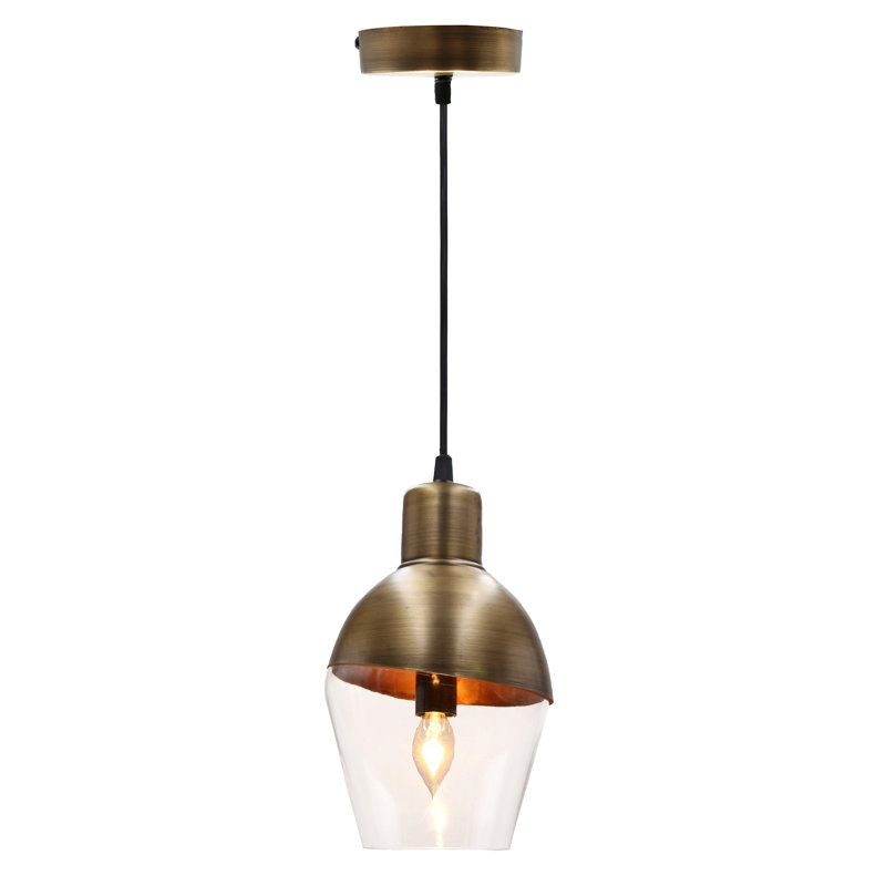 Luminaire suspendu 6 po en métal et verre asymétrique Jarett
