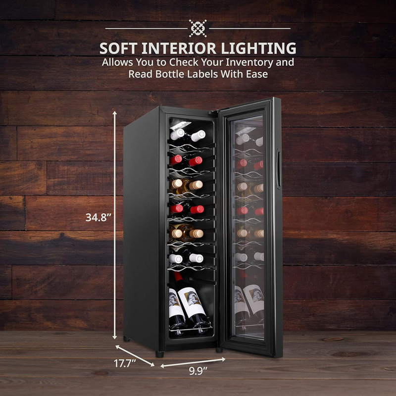 Ivation Single Zone 9.9'' Wine Refrigerator, 34.8" H x 9.9" W x 17.7" D