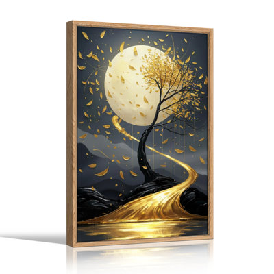 Ensemble de 1 tableau sur toile « Lune dorée »