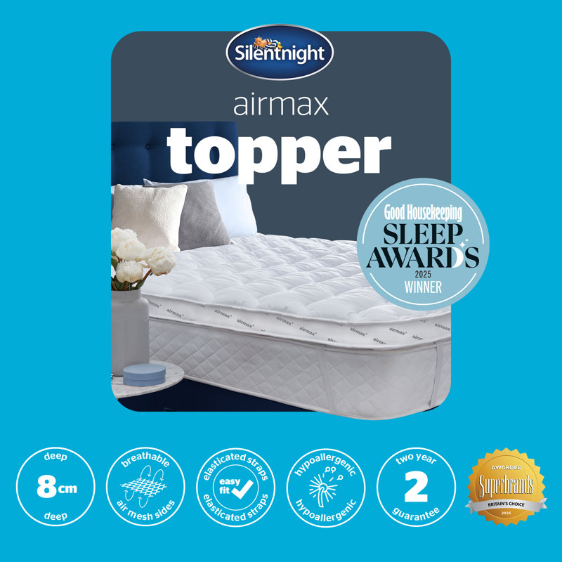 Silentnight Airmax 8cm Thick Breathable Mattress Topper, Super King (6')