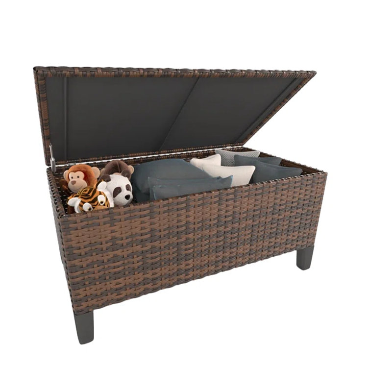 Kisner 40'' W Outdoor Wicker Storage Table